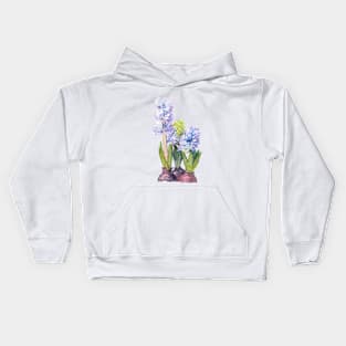 Purple Hyacinth. Watercolor illustration Kids Hoodie